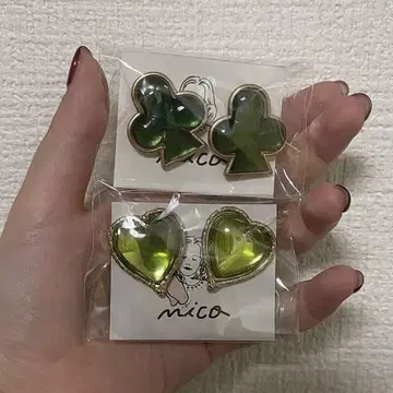 mico 클로버와 하트의 귀걸이 세트