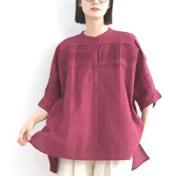 새상품 택 포함 루피리안 돌먼 블라우스 코튼 5부 소매 가을 컬러 와인