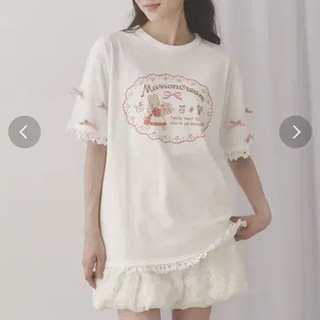 merry jenny 마론 크림 ribbon 슬리브 Tee
