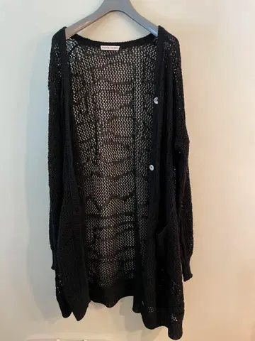 [ 츠모리치사토 ] 나일강 시스루 니트 긴팔 블랙 롱 가디건