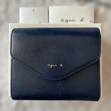 agnis b. 네이비 접이식 지갑 박스 포함