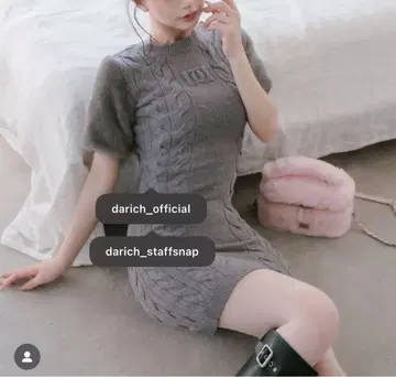 택 포함 새상품 다리치 암 퍼 케이블 니트 미니 원피스 그레이 F