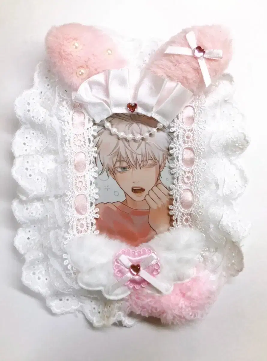 Pink rabbit lace toploader layered idol top꾸 poca stand