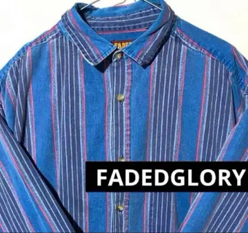 빈티지 L 80년대 90년대 스트라이프 긴팔 셔츠