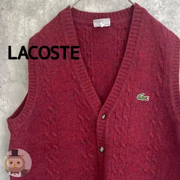 [ 상태 ] LACOSTE 앞 버튼 니트 베스트 케이블 구제 의류