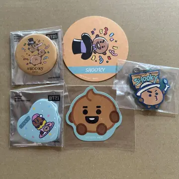 BT21 SHOOKY 카페 캔뱃지 스티커 코스터 러버 참