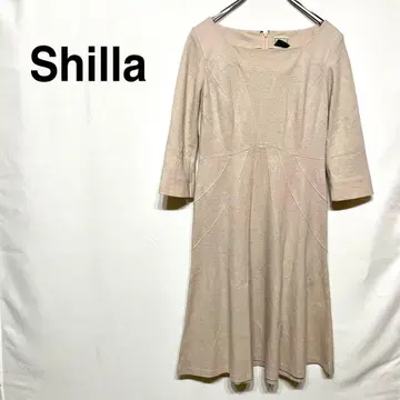 Shill 무릎 기장 원피스 7부 소매 보트넥 뒷지퍼 플레어