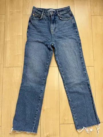 ZARA 라이트 블루 하이웨스트 스트레이트 와이드 레그 데님 34 새상품