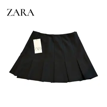 [ 택 포함 미사용품 ] ZARA 블랙 플리츠 미니 스커트 S 사이즈