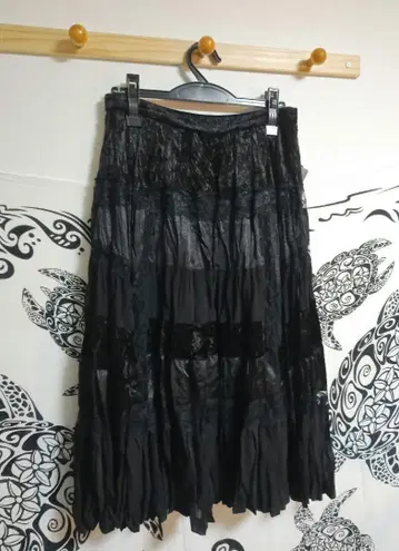 블랙 플레어 레이스 스커트