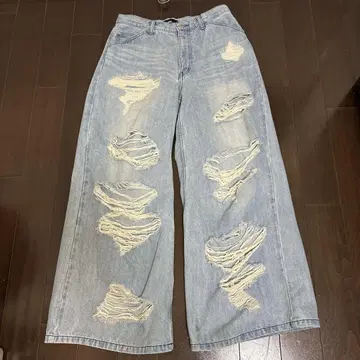 HARE 하레 데미지 와이드 데님 블루