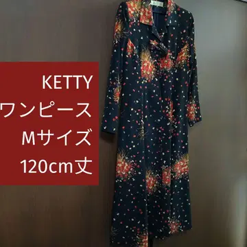 KETTY 원피스 레트로 빈티지 구제 의류 블랙 꽃무늬
