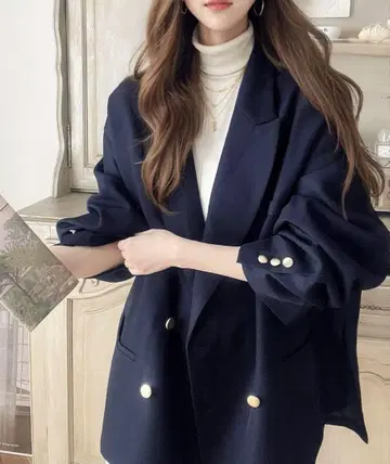classicalelf 테일러드 자켓 네이비 오버 사이즈