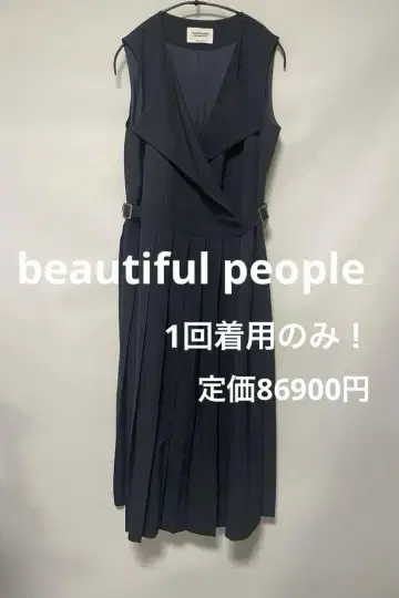 beautiful people 플리츠 드레스 원피스 2way 네이비