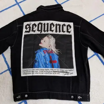 [ 새상품급 ] 블랙 데님 자켓 SEQUENCE 백 프린트
