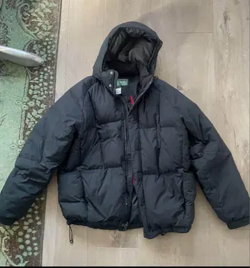 LL.Bean 후드 부착 블랙 다운 자켓