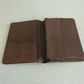 남성용 비기 브라운 가죽 접이식 지갑 미사용품