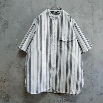 koneco 랜덤 스트라이프 밴드 카라 스탠드 카라 셔츠 M