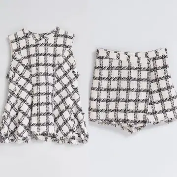 herlipto Check Tweed Peplum Shorts tops