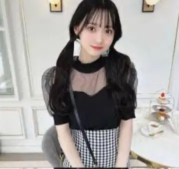 미셸 마카롱 백리본 오간자 상의