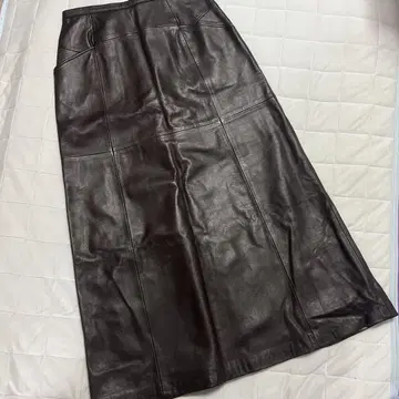 INGEBORG 양가죽 롱 스커트 M 다크 브라운