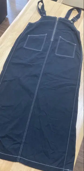 여성용 롱 오버롤 스커트 블랙 프리 사이즈