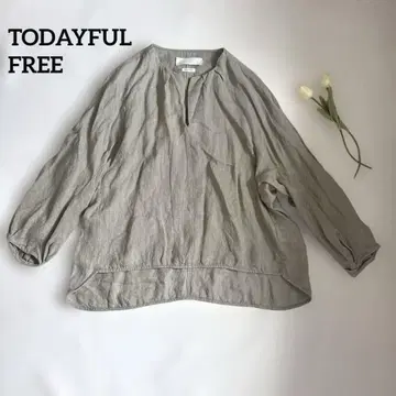 TODAYFUL / 린넨 V넥 긴팔 셔츠 / 카키 / FREE