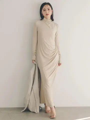 anuans 개더 드레이프 컷 원피스