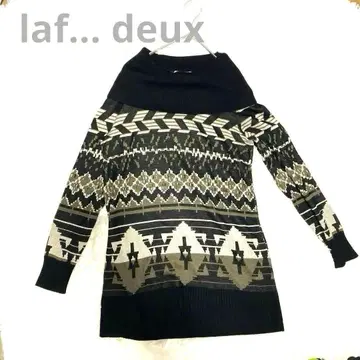 laf - deux 포근하고 따뜻한 기하학 튜닉 레트로풍 울 혼방