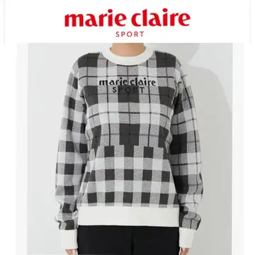 새상품 marie claire 마리끌레르 골프 스웨터 체크 무늬 니트 M