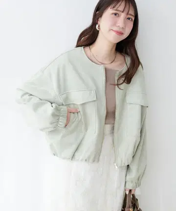 natural couture 분또 스웨이드 노카라 블루종