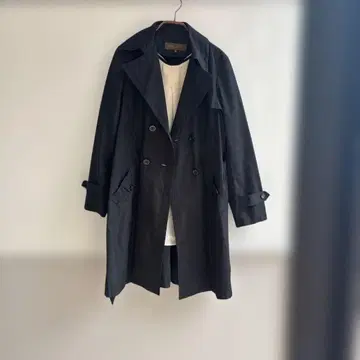 블랙 더블 브레스트 트렌치코트