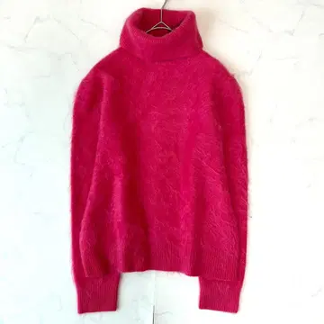 새상품급 드로어 샤기 터틀 니트 캐시미어 100% 리브 사이즈 1