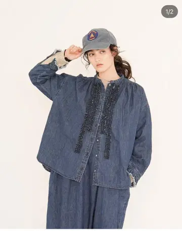 nest robe 데님 프릴 셔츠 긴팔