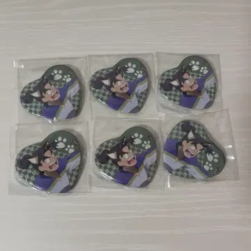닌타마 란타로 시오에 분지로 난자타운 글리터 하트형 캔뱃지 6개