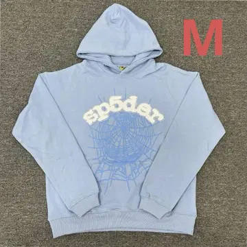 sp5der 스파이더 웹 후드티 스카이블루