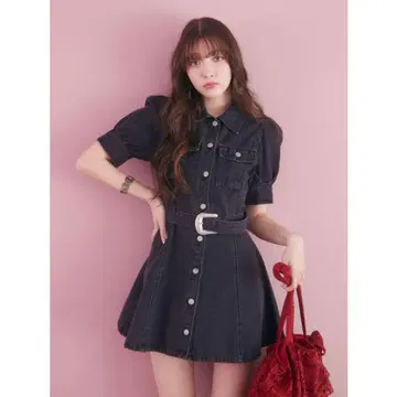 jouetie 웨스턴 데님 미니 원피스 쥬에티 블랙 데님