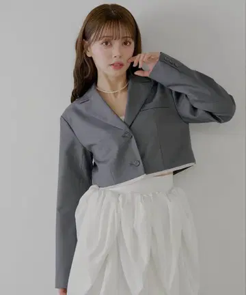 chico 밑단 레이어드 숏 기장 정장 자켓
