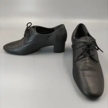 MUJI 무인양품 블랙 가죽 레이스업 슈즈 중간 힐 23.0cm