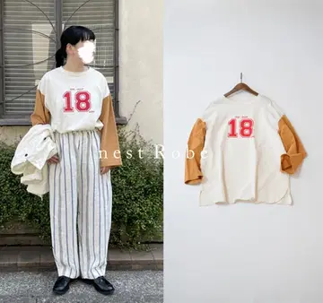 2023 nest Robe 코튼 넘버 프린트 드롭 숄더 tee