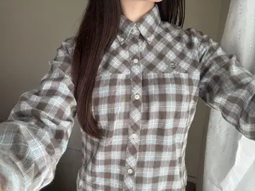 LACOSTE 긴팔 셔츠 브라운 블루 40