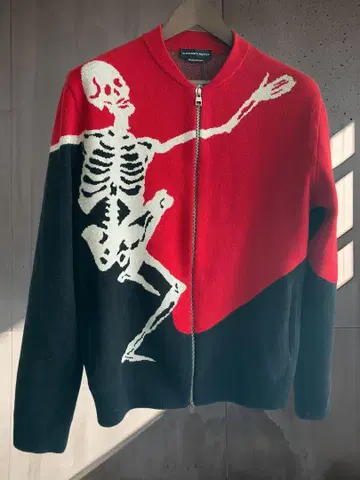 알렉산더 맥퀸 스켈레톤 디자인 울 캐시미어 니트 블루종