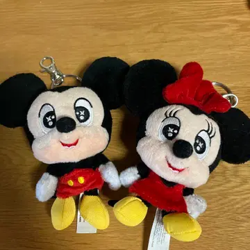 홍콩 디즈니 미키 & 미니 봉제 인형 키링