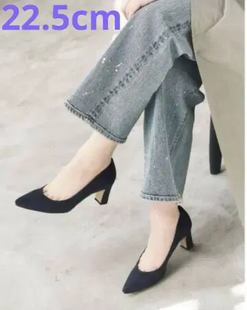 컨디션 최상 청키힐 두꺼운힐 쿠션 펌프스 네이비 22.5