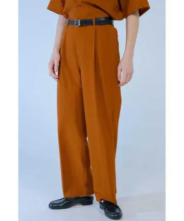 오렌지 와이드 팬츠 센터 프레스