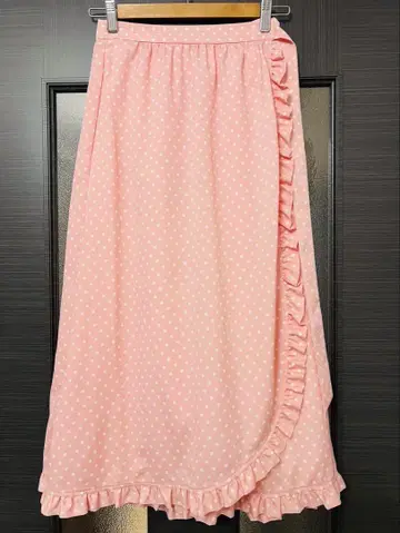 도트 무늬 핑크 롱 스커트 팬츠