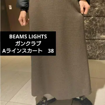 [ 새상품 ] BEAMS LIGHTS 건클럽 체크 A라인 브라운 M