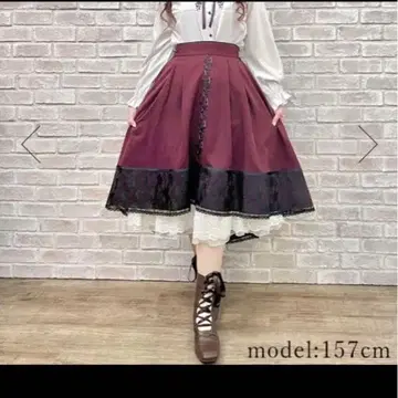 axes femme 장미 자수 바이컬러 스커트