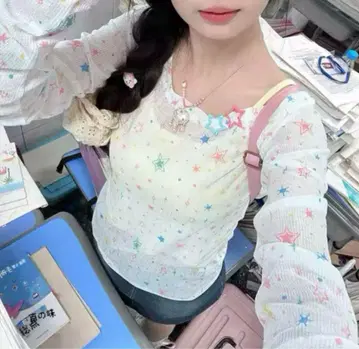 별 패턴 시어 탑 193 igusa 위시코어 T셔츠