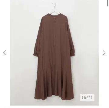 PLST 플라스테 긴팔 롱 헤임 플레어 셔츠 원피스 M 브라운